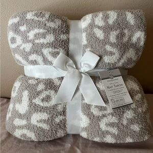 Ultra Cozy Knit Throw Cream Leopard Print $40